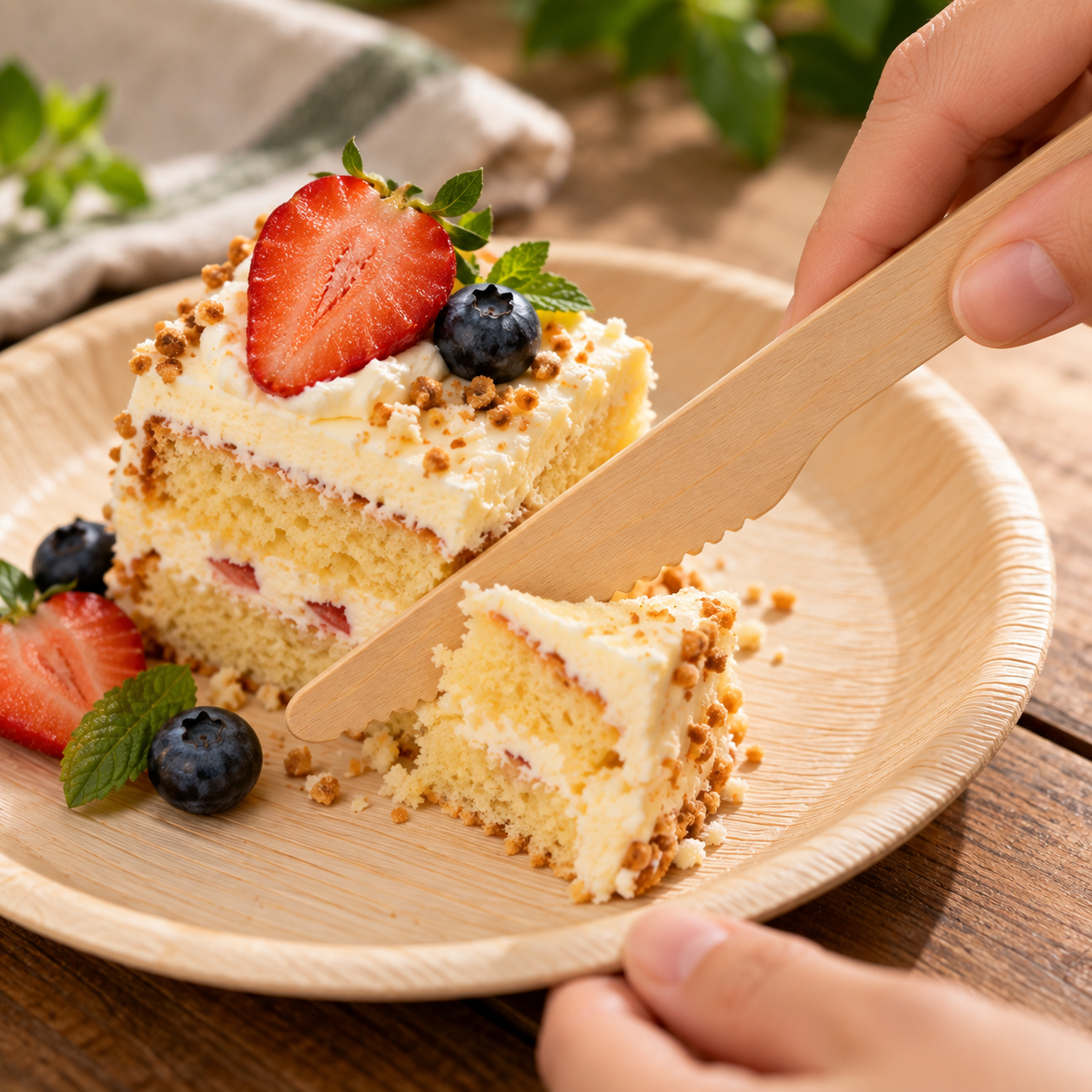 Wooden Knives, 6 Inch (16 cm), Biodegradable & Compostable Disposable Birch Wood Knives (Pack of 100)